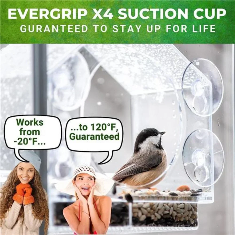 Premium Clear Plastic Window Bird Feeder for Outside - Window Bird Feeders